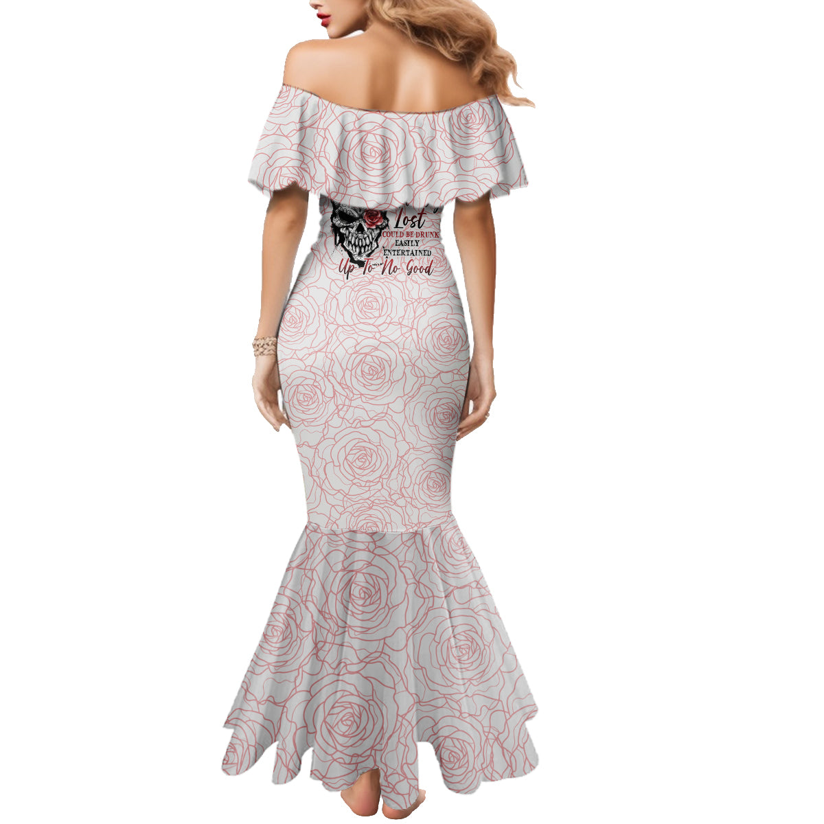 Warning Kinda Crazy Tattooed Girl Rose Family Matching Mermaid Dress and Hawaiian Shirt - Wonder Print Shop