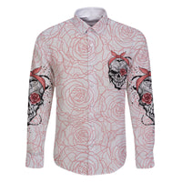 Warning Kinda Crazy Tattooed Girl Rose Family Matching Off Shoulder Long Sleeve Dress and Hawaiian Shirt - Wonder Print Shop