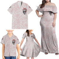 Warning Kinda Crazy Tattooed Girl Rose Family Matching Off Shoulder Maxi Dress and Hawaiian Shirt - Wonder Print Shop