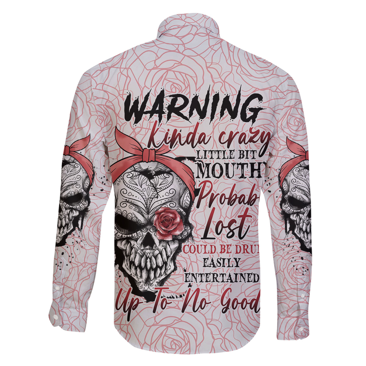 Warning Kinda Crazy Tattooed Girl Rose Family Matching Puletasi Dress and Hawaiian Shirt - Wonder Print Shop