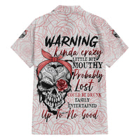 Warning Kinda Crazy Tattooed Girl Rose Family Matching Short Sleeve Bodycon Dress and Hawaiian Shirt - Wonder Print Shop