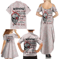 Warning Kinda Crazy Tattooed Girl Rose Family Matching Summer Maxi Dress and Hawaiian Shirt - Wonder Print Shop