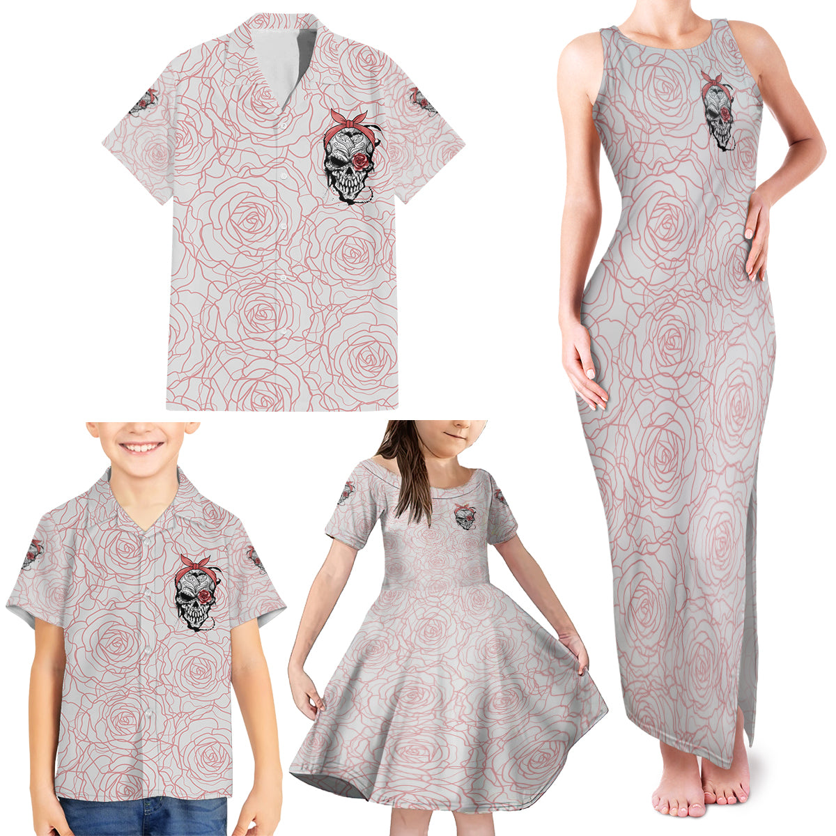 Warning Kinda Crazy Tattooed Girl Rose Family Matching Tank Maxi Dress and Hawaiian Shirt - Wonder Print Shop