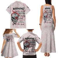 Warning Kinda Crazy Tattooed Girl Rose Family Matching Tank Maxi Dress and Hawaiian Shirt - Wonder Print Shop