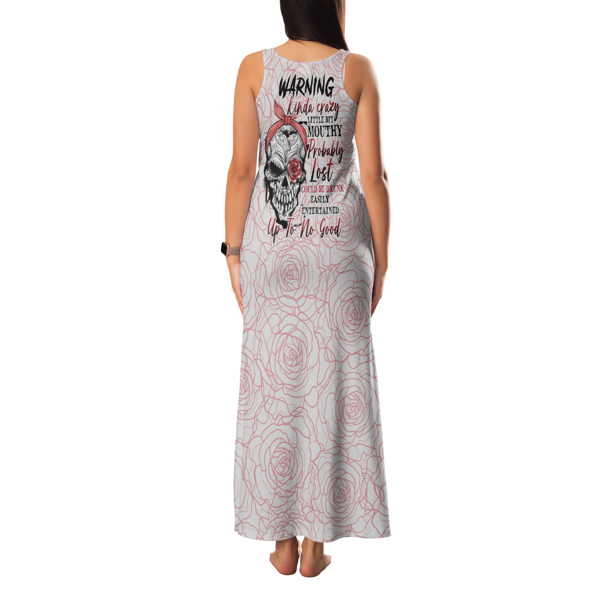 Warning Kinda Crazy Tattooed Girl Rose Family Matching Tank Maxi Dress and Hawaiian Shirt - Wonder Print Shop