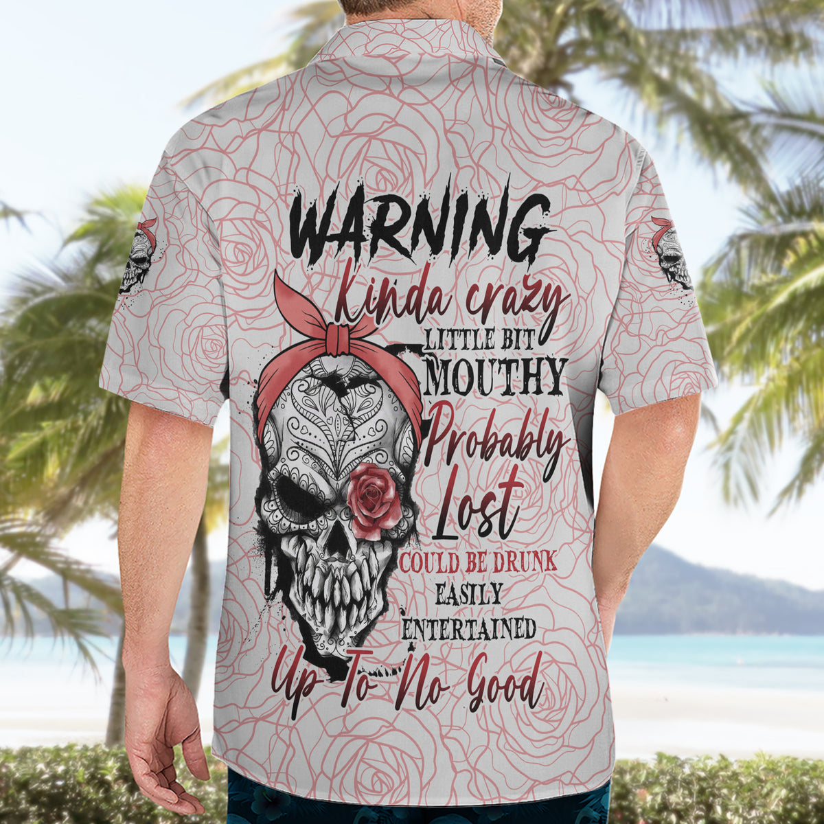 Warning Kinda Crazy Tattooed Girl Rose Hawaiian Shirt - Wonder Print Shop