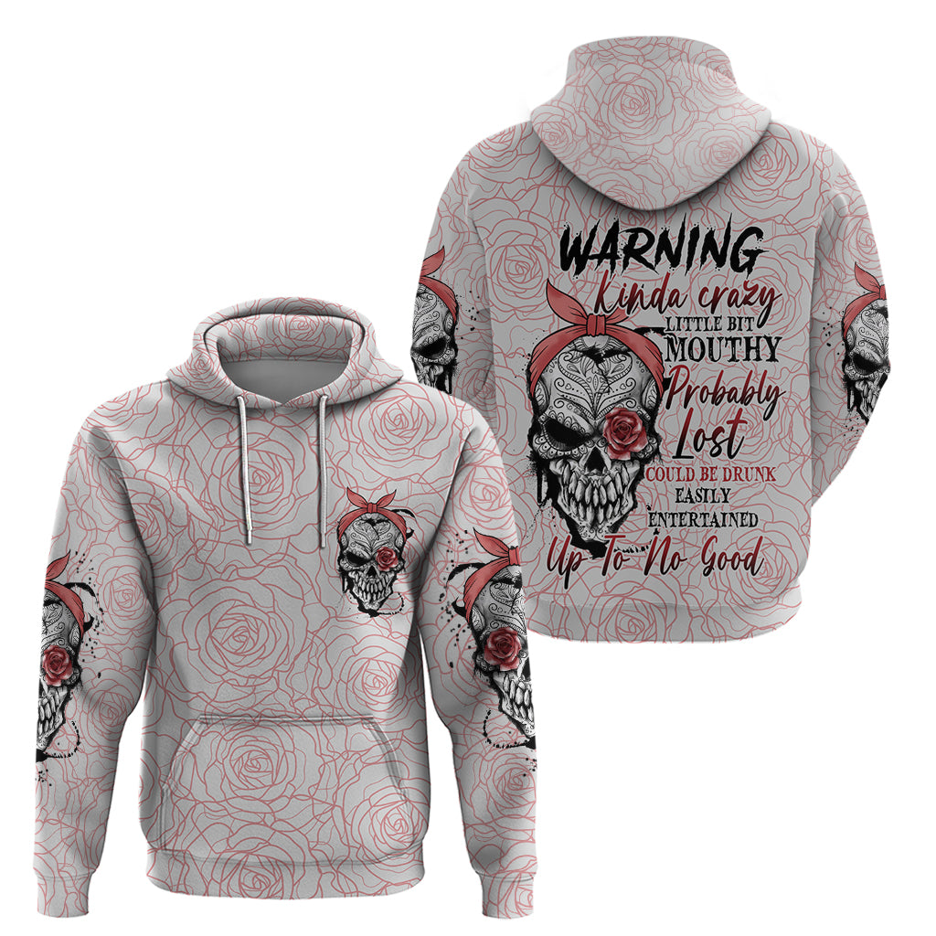 Warning Kinda Crazy Tattooed Girl Rose Hoodie - Wonder Print Shop