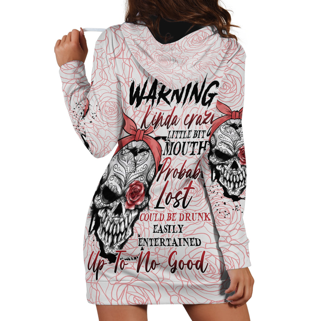 Warning Kinda Crazy Tattooed Girl Rose Hoodie Dress - Wonder Print Shop