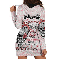 Warning Kinda Crazy Tattooed Girl Rose Hoodie Dress - Wonder Print Shop