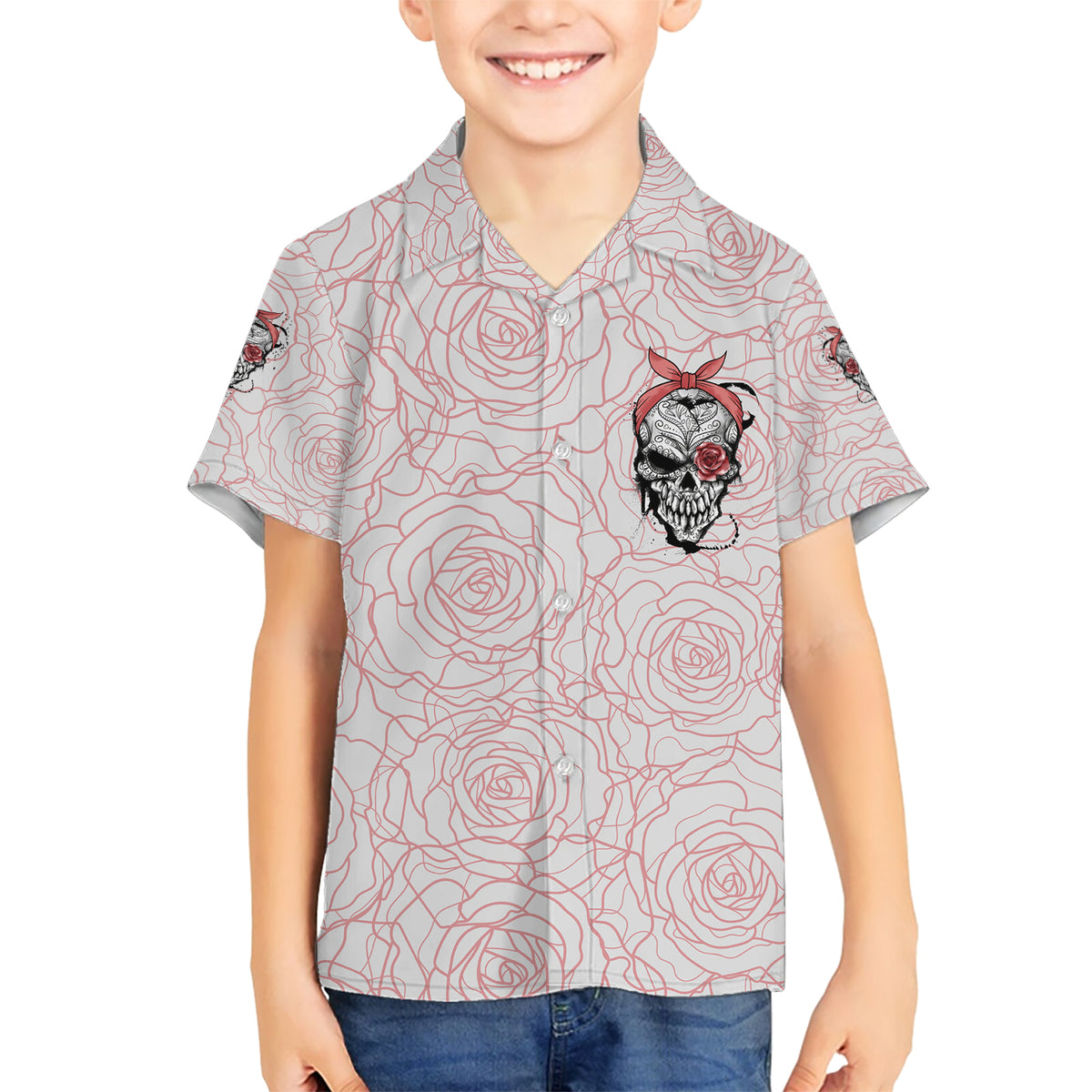 Warning Kinda Crazy Tattooed Girl Rose Kid Hawaiian Shirt - Wonder Print Shop