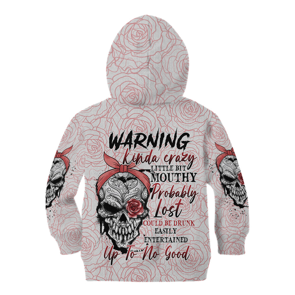 Warning Kinda Crazy Tattooed Girl Rose Kid Hoodie - Wonder Print Shop