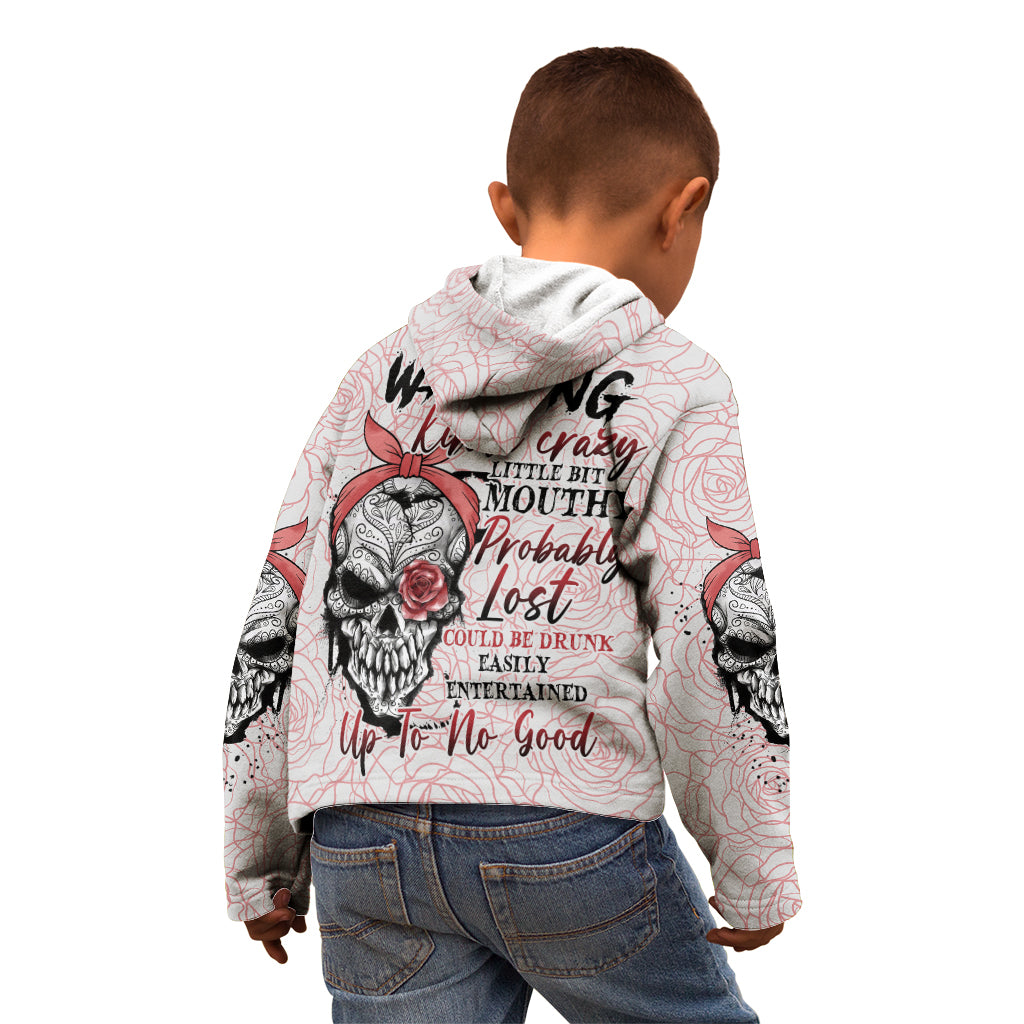 Warning Kinda Crazy Tattooed Girl Rose Kid Hoodie - Wonder Print Shop