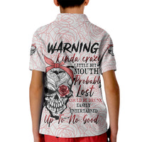 Warning Kinda Crazy Tattooed Girl Rose Kid Polo Shirt - Wonder Print Shop