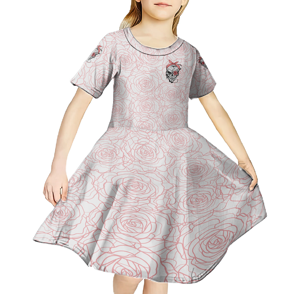 Warning Kinda Crazy Tattooed Girl Rose Kid Short Sleeve Dress - Wonder Print Shop