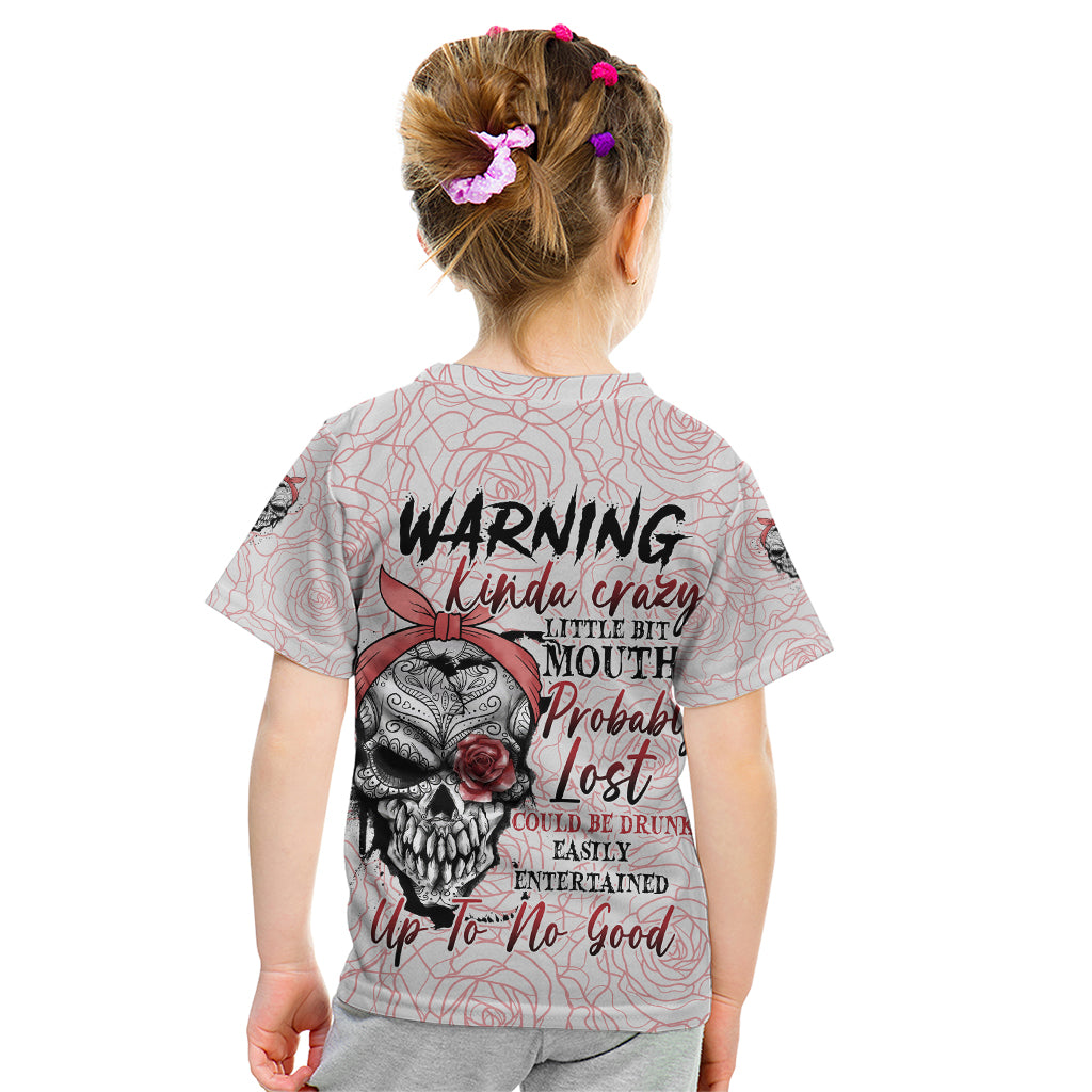 Warning Kinda Crazy Tattooed Girl Rose Kid T Shirt - Wonder Print Shop