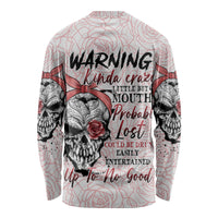 Warning Kinda Crazy Tattooed Girl Rose Long Sleeve Shirt - Wonder Print Shop