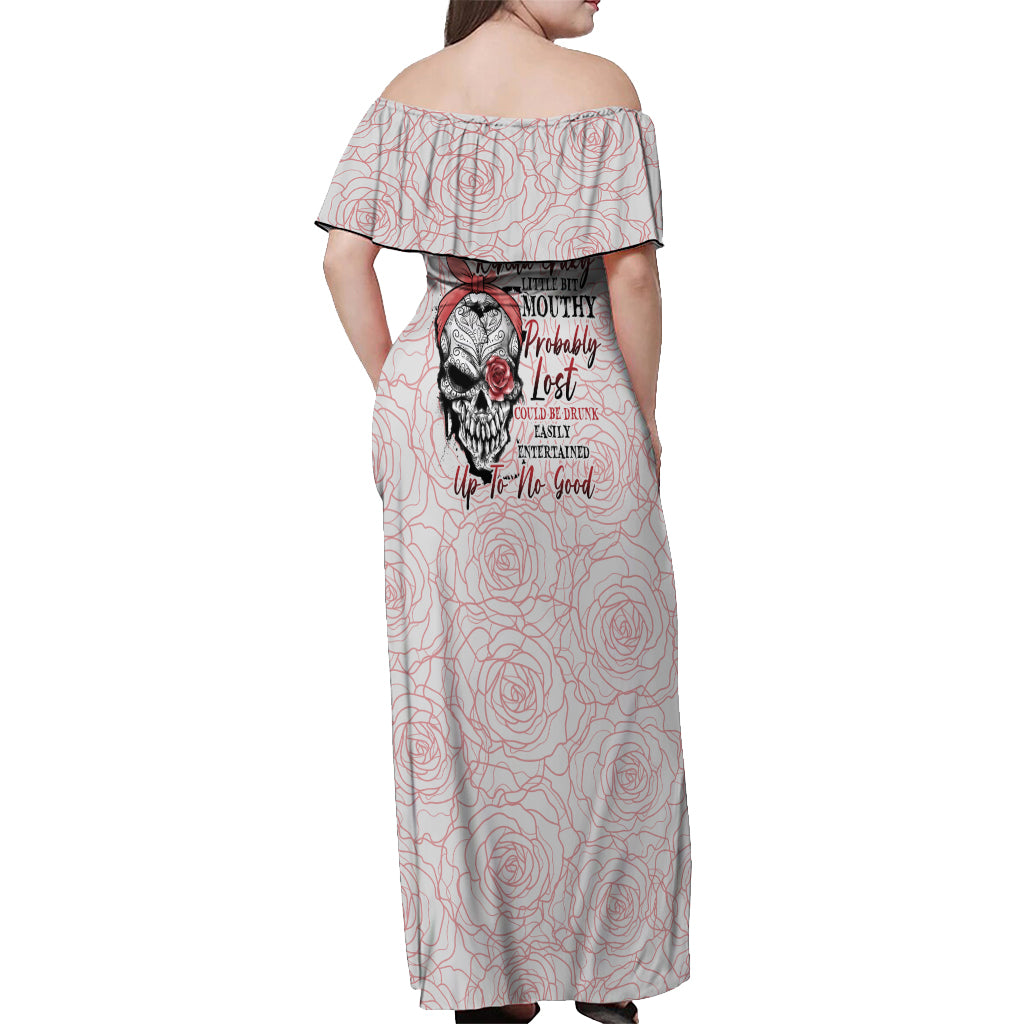 Warning Kinda Crazy Tattooed Girl Rose Off Shoulder Maxi Dress - Wonder Print Shop