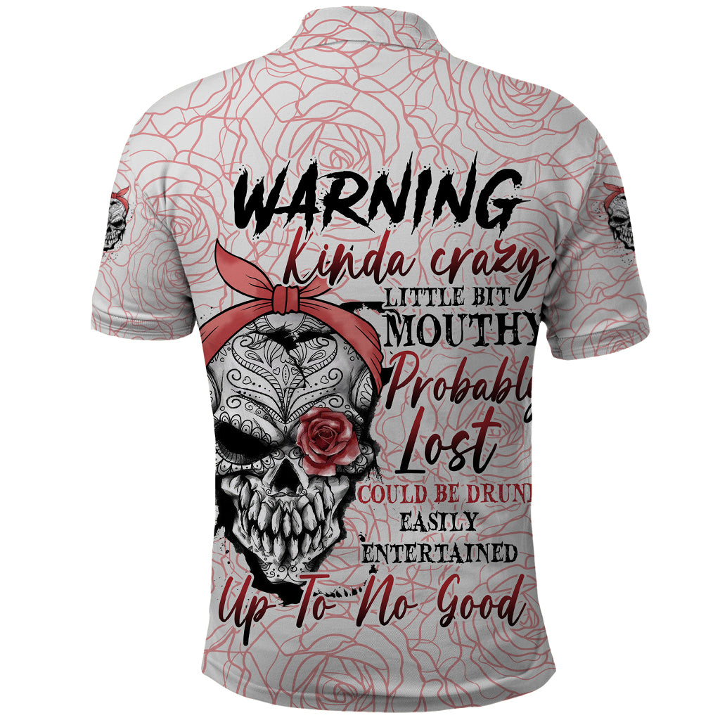 Warning Kinda Crazy Tattooed Girl Rose Polo Shirt - Wonder Print Shop