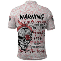Warning Kinda Crazy Tattooed Girl Rose Polo Shirt - Wonder Print Shop