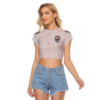 Warning Kinda Crazy Tattooed Girl Rose Raglan Cropped T Shirt - Wonder Print Shop