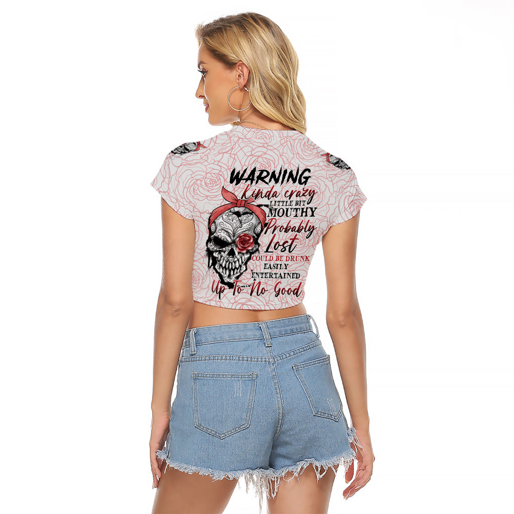Warning Kinda Crazy Tattooed Girl Rose Raglan Cropped T Shirt - Wonder Print Shop