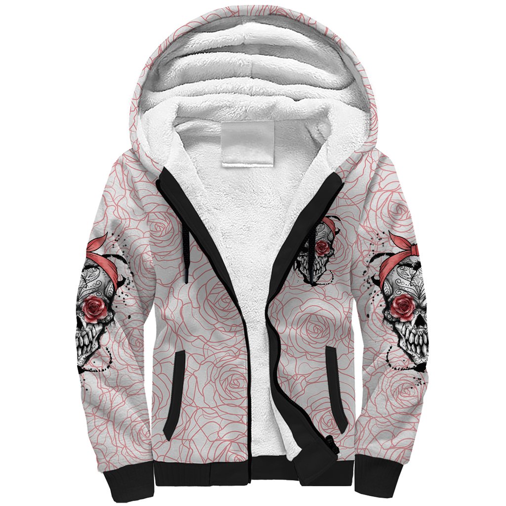 Warning Kinda Crazy Tattooed Girl Rose Sherpa Hoodie - Wonder Print Shop