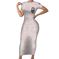 Warning Kinda Crazy Tattooed Girl Rose Short Sleeve Bodycon Dress - Wonder Print Shop