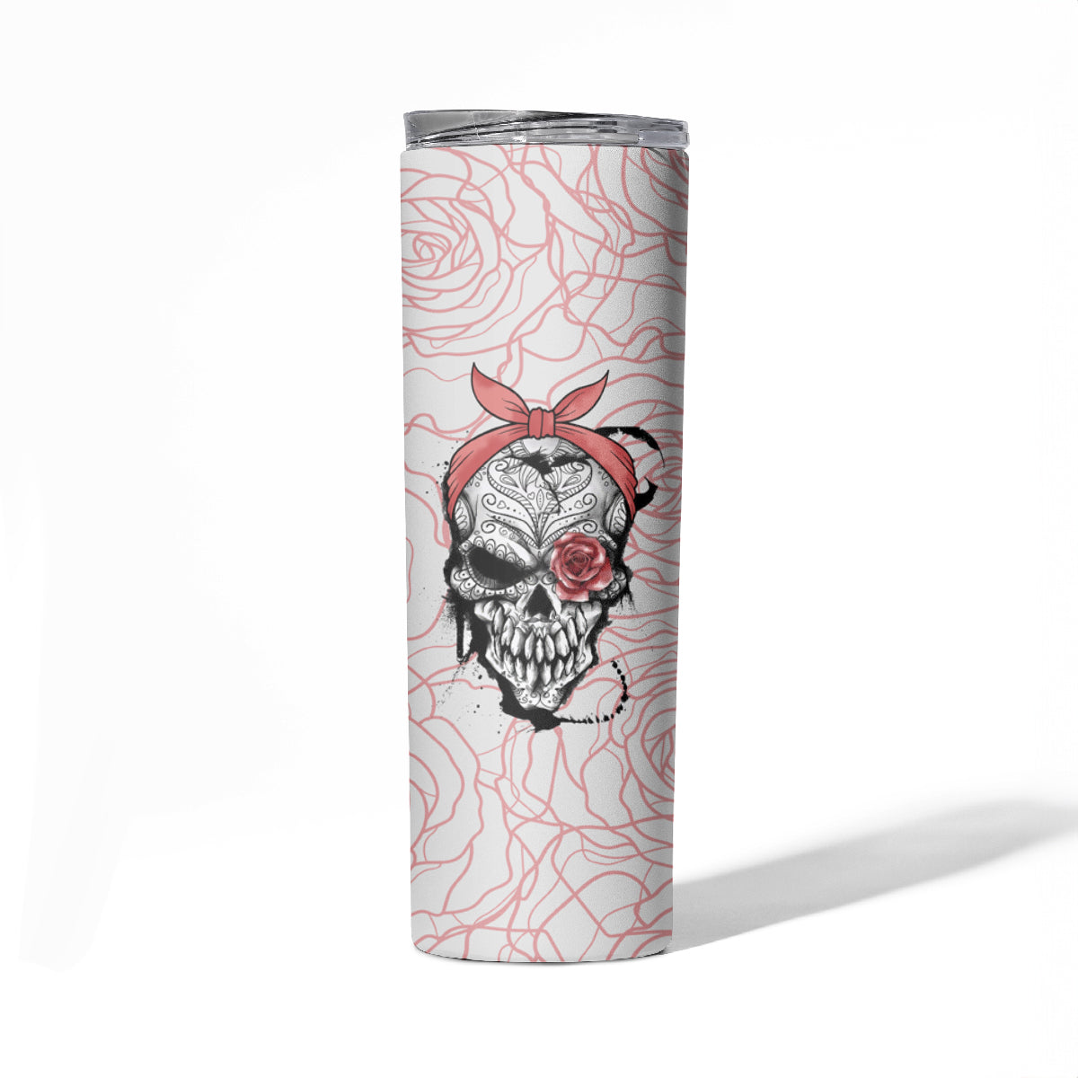 Warning Kinda Crazy Tattooed Girl Rose Skinny Tumbler - Wonder Print Shop