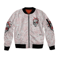 Warning Kinda Crazy Tattooed Girl Rose Sleeve Zip Bomber Jacket - Wonder Print Shop