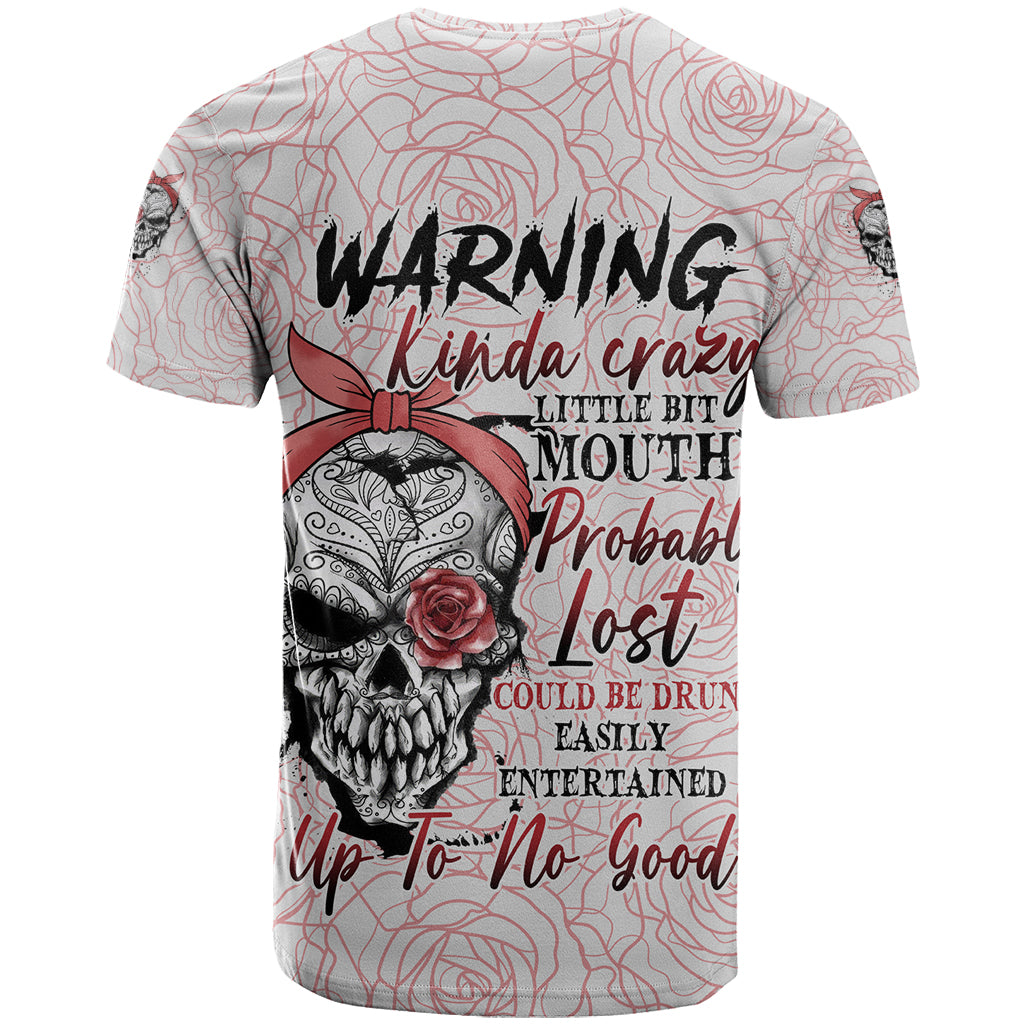 Warning Kinda Crazy Tattooed Girl Rose T Shirt - Wonder Print Shop