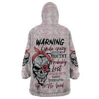 Warning Kinda Crazy Tattooed Girl Rose Wearable Blanket Hoodie - Wonder Print Shop
