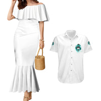 Don't Try To Figure Me Out Messy Bun Couples Matching Mermaid Dress and Hawaiian Shirt - Wonder Print Shop