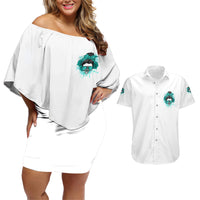 Don't Try To Figure Me Out Messy Bun Couples Matching Off Shoulder Short Dress and Hawaiian Shirt - Wonder Print Shop