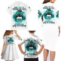 Don't Try To Figure Me Out Messy Bun Family Matching Long Sleeve Bodycon Dress and Hawaiian Shirt - Wonder Print Shop