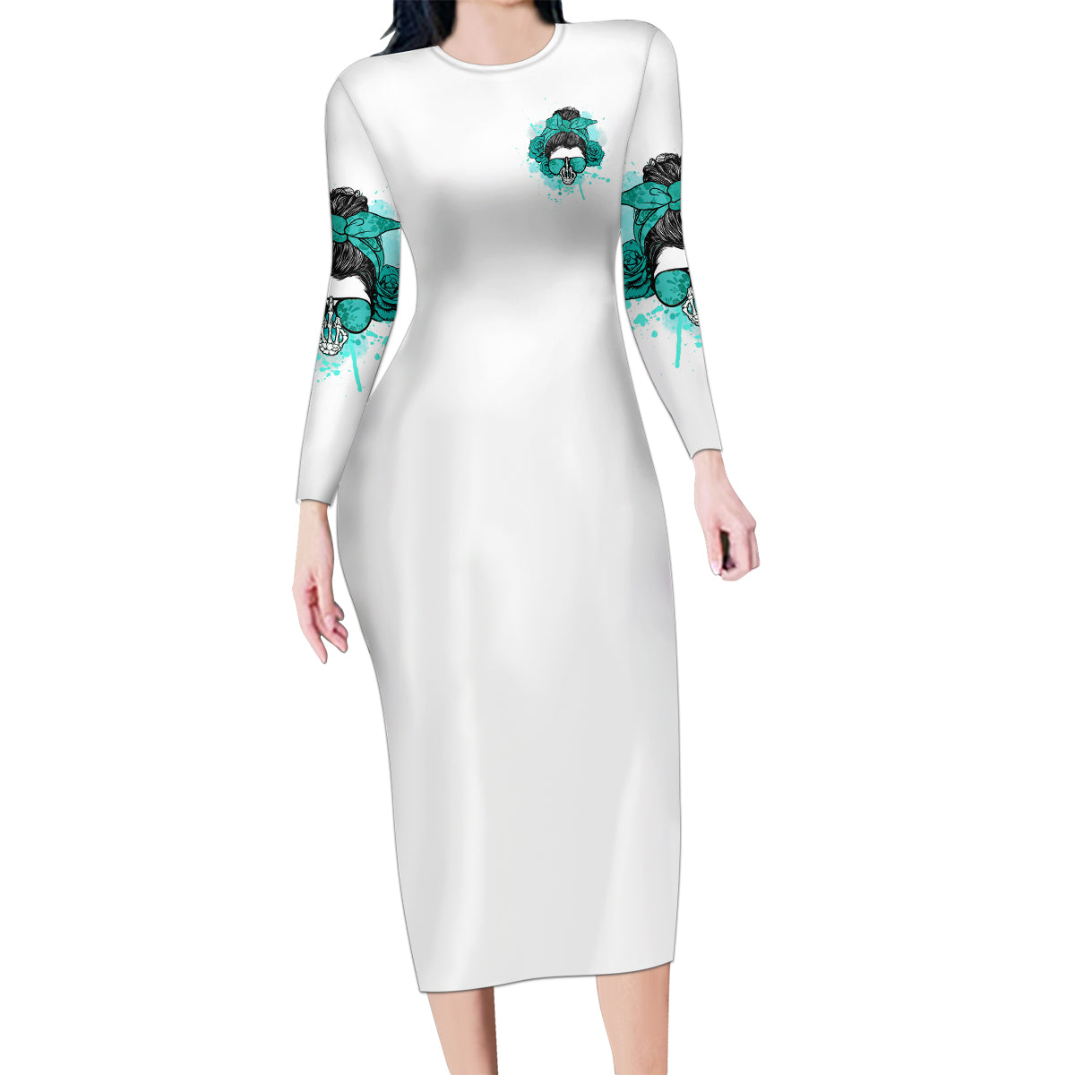 Don't Try To Figure Me Out Messy Bun Family Matching Long Sleeve Bodycon Dress and Hawaiian Shirt - Wonder Print Shop