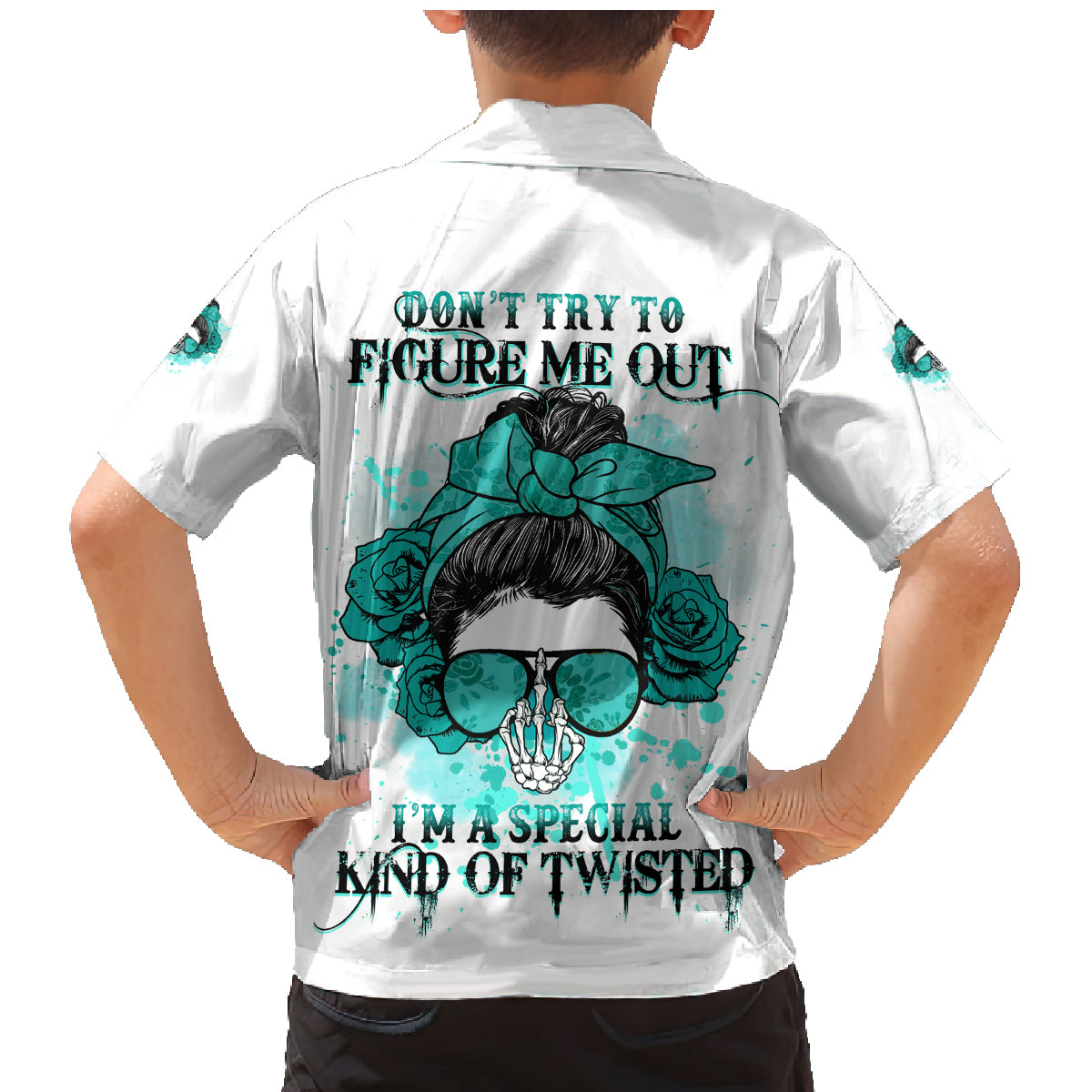Don't Try To Figure Me Out Messy Bun Family Matching Mermaid Dress and Hawaiian Shirt - Wonder Print Shop
