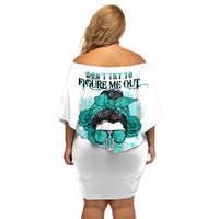 Don't Try To Figure Me Out Messy Bun Family Matching Off Shoulder Short Dress and Hawaiian Shirt - Wonder Print Shop