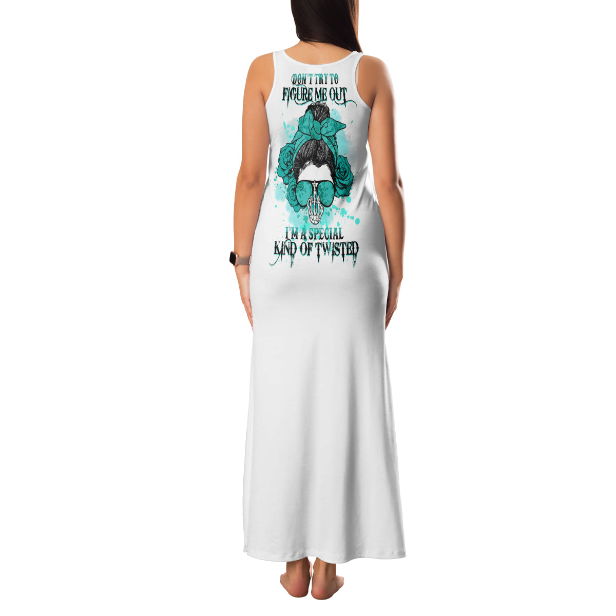 Don't Try To Figure Me Out Messy Bun Family Matching Tank Maxi Dress and Hawaiian Shirt - Wonder Print Shop