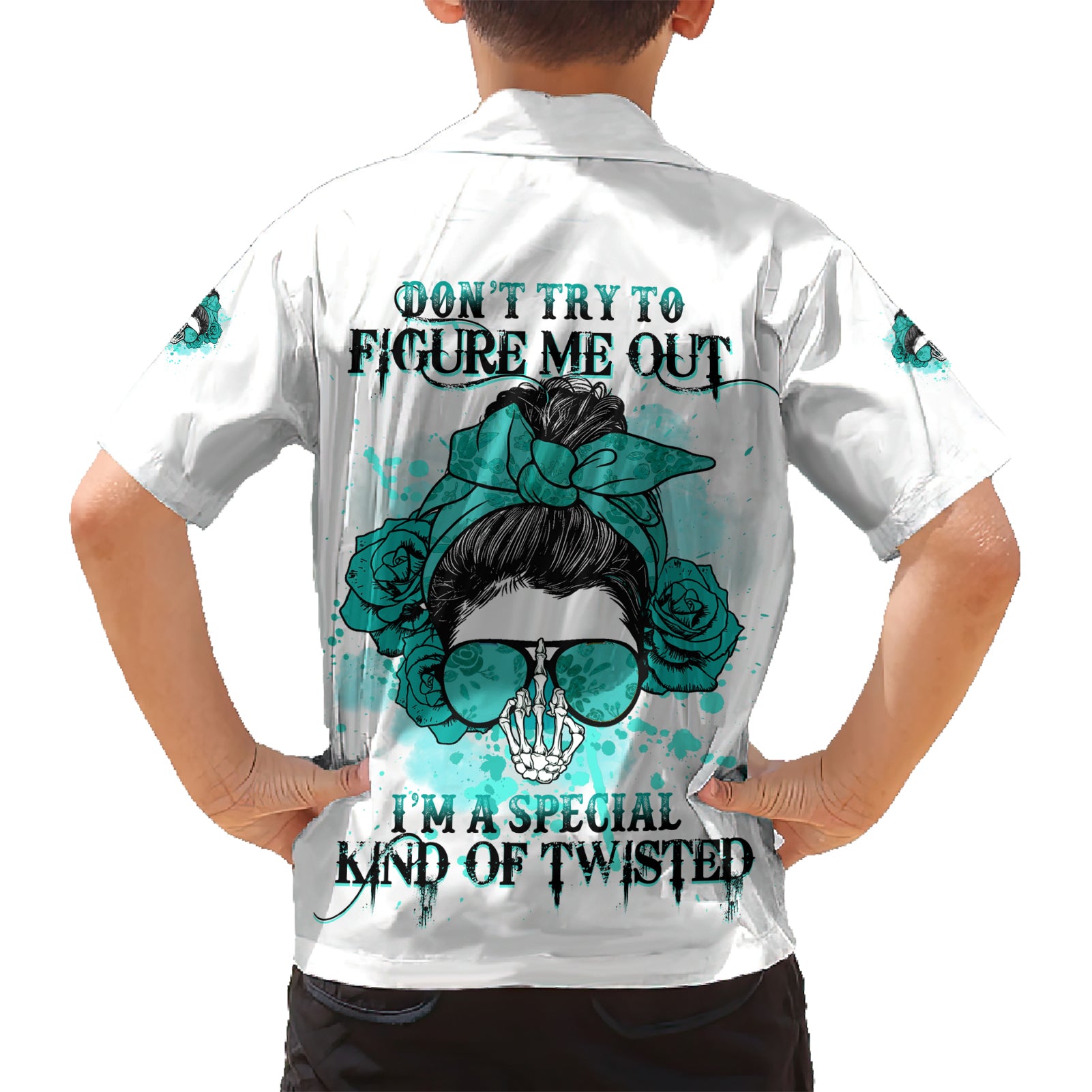 Don't Try To Figure Me Out Messy Bun Kid Hawaiian Shirt - Wonder Print Shop