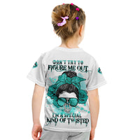 Don't Try To Figure Me Out Messy Bun Kid T Shirt - Wonder Print Shop
