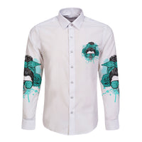 Don't Try To Figure Me Out Messy Bun Long Sleeve Button Shirt - Wonder Print Shop