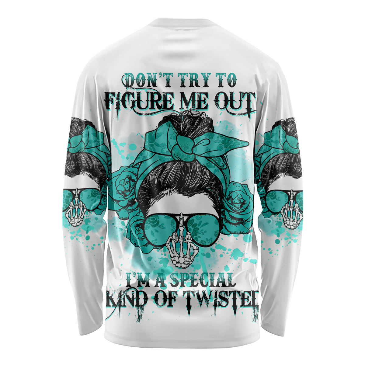 Don't Try To Figure Me Out Messy Bun Long Sleeve Shirt - Wonder Print Shop