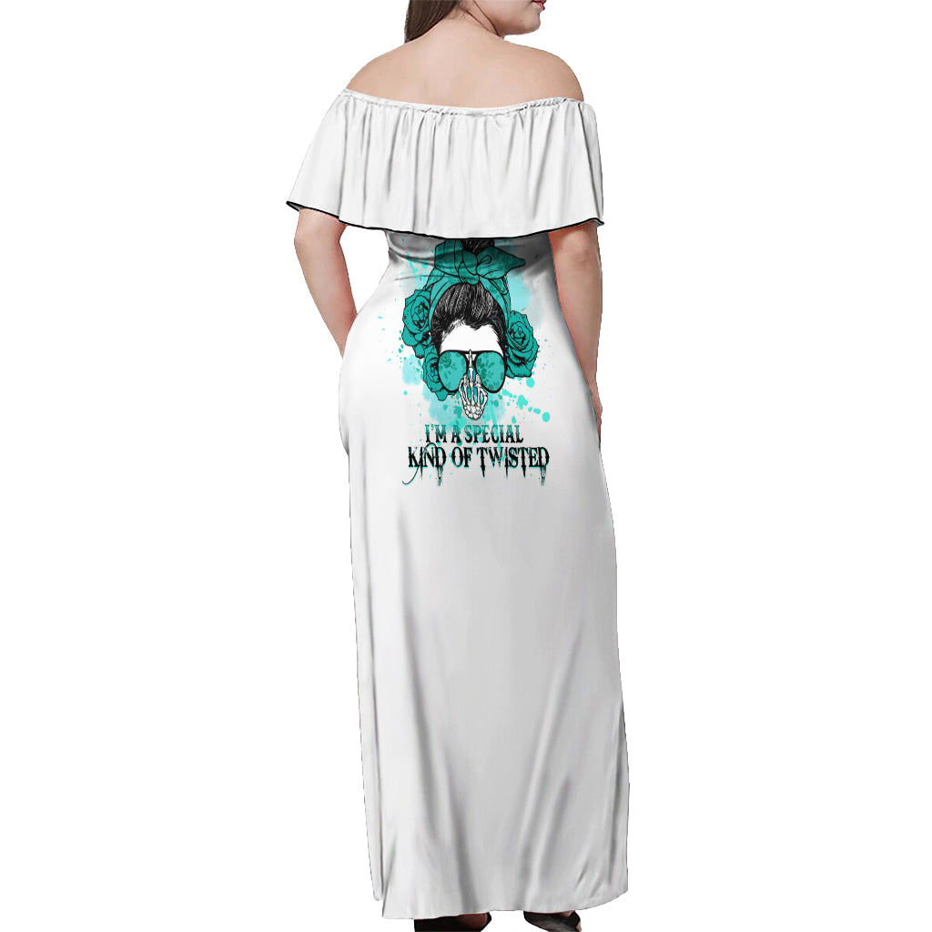 Don't Try To Figure Me Out Messy Bun Off Shoulder Maxi Dress - Wonder Print Shop