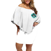 Don't Try To Figure Me Out Messy Bun Off Shoulder Short Dress - Wonder Print Shop