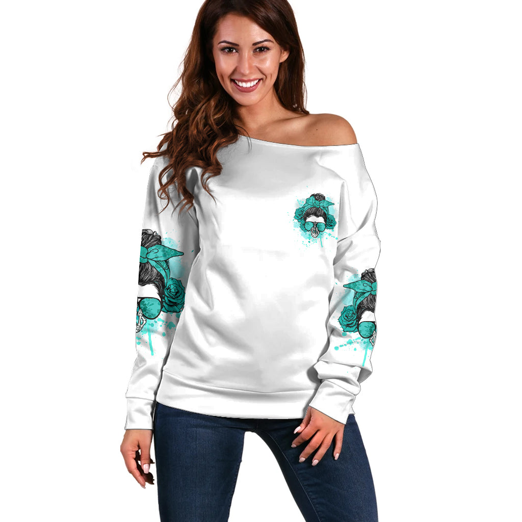 Don't Try To Figure Me Out Messy Bun Off Shoulder Sweater - Wonder Print Shop