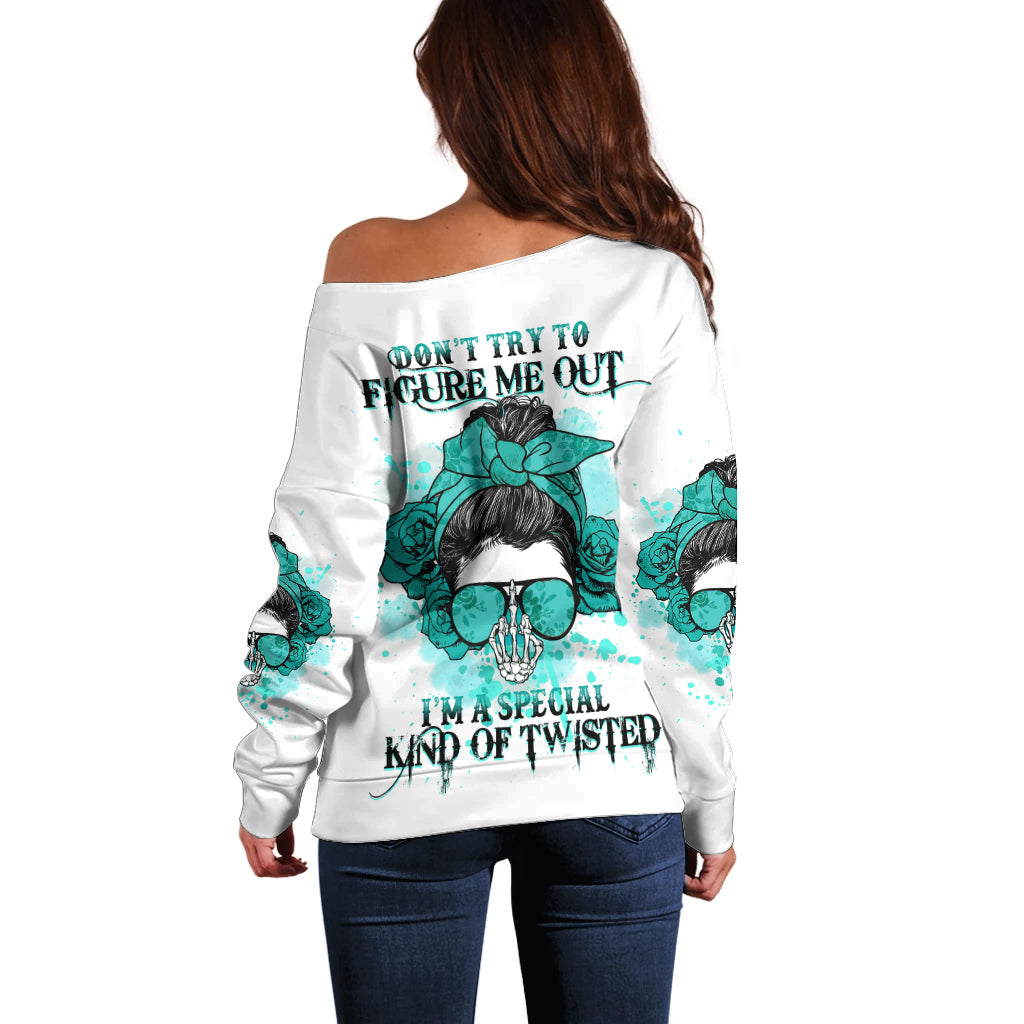 Don't Try To Figure Me Out Messy Bun Off Shoulder Sweater - Wonder Print Shop
