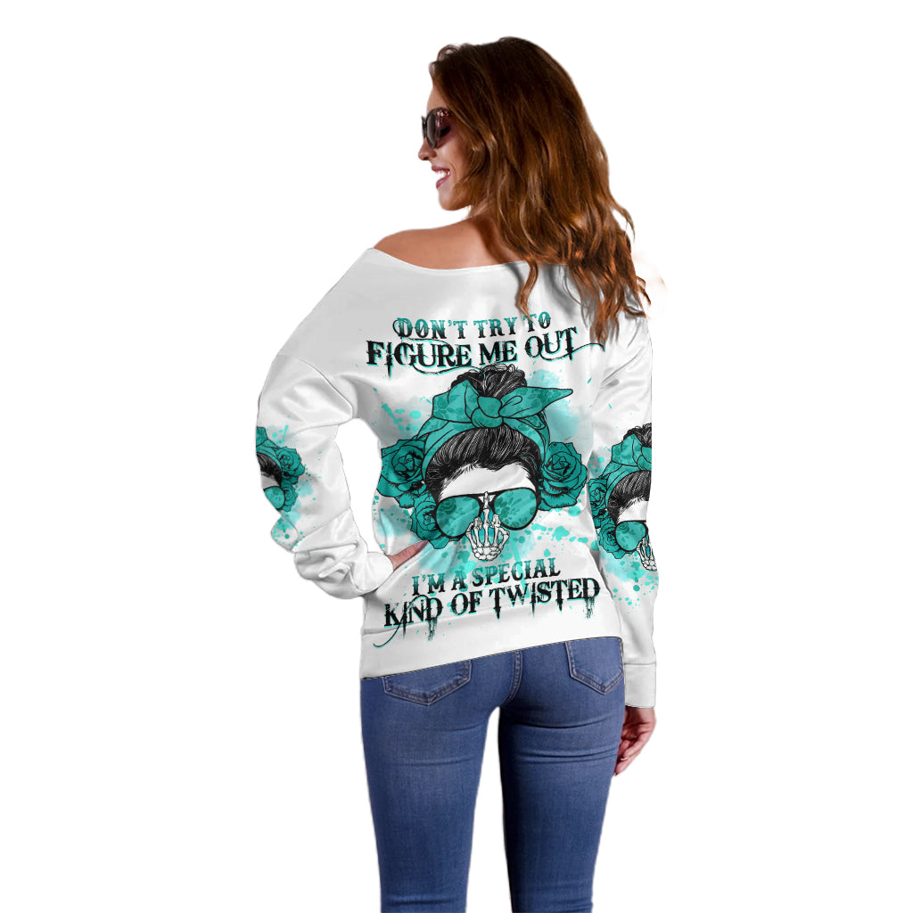 Don't Try To Figure Me Out Messy Bun Off Shoulder Sweater - Wonder Print Shop