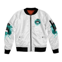 Don't Try To Figure Me Out Messy Bun Sleeve Zip Bomber Jacket - Wonder Print Shop