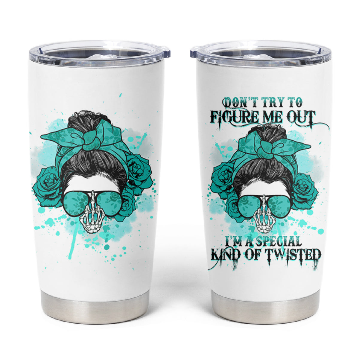 Don't Try To Figure Me Out Messy Bun Tumbler Cup - Wonder Print Shop