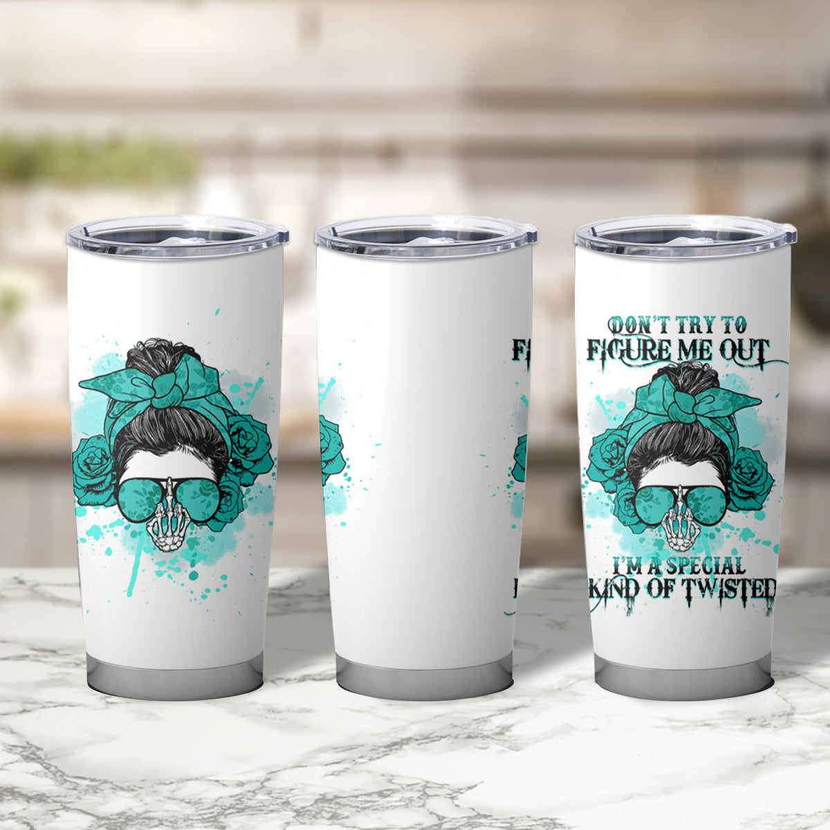 Don't Try To Figure Me Out Messy Bun Tumbler Cup - Wonder Print Shop